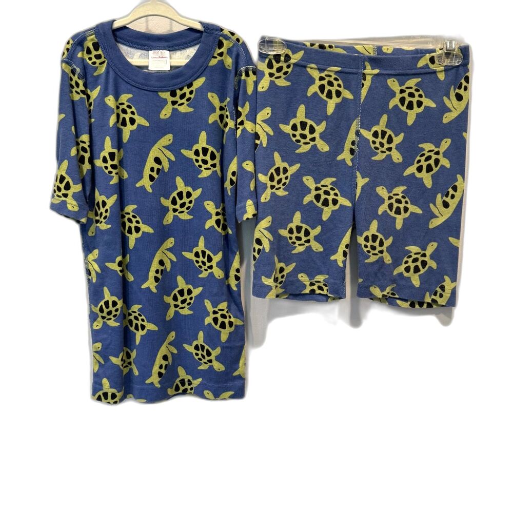 Hanna Andersson Pajama Set Turtle Organic Cotton Blue Green PJs Kids sz 12 150